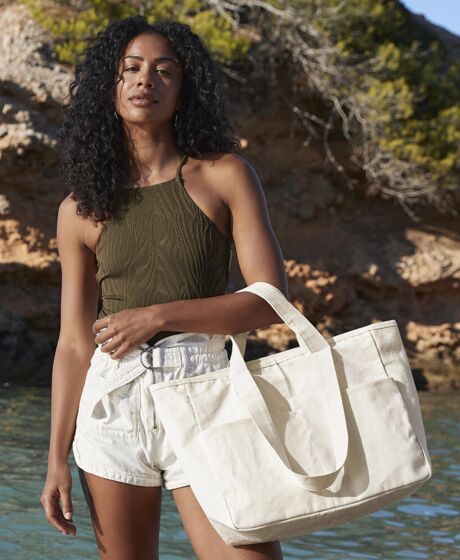 Double-handle cargo pocket tote Thumbnail