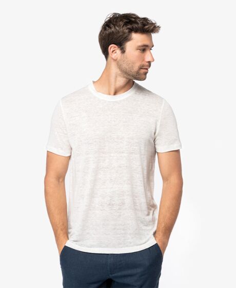Spasso Crew Neck Linen T-Shirt Thumbnail